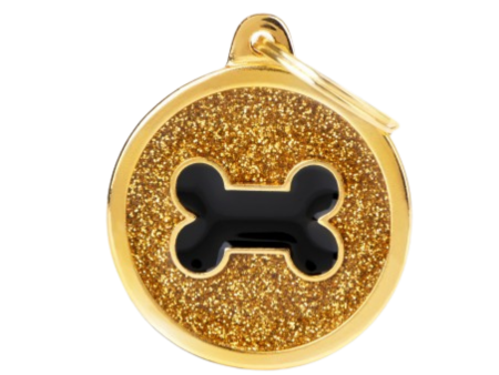 MyFamily Shine Collection Circle Glitter Tag Gold with Black Bone on Sale