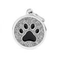 MyFamily Shine Collection Circle Glitter Tag Silver with Black Paw For Discount